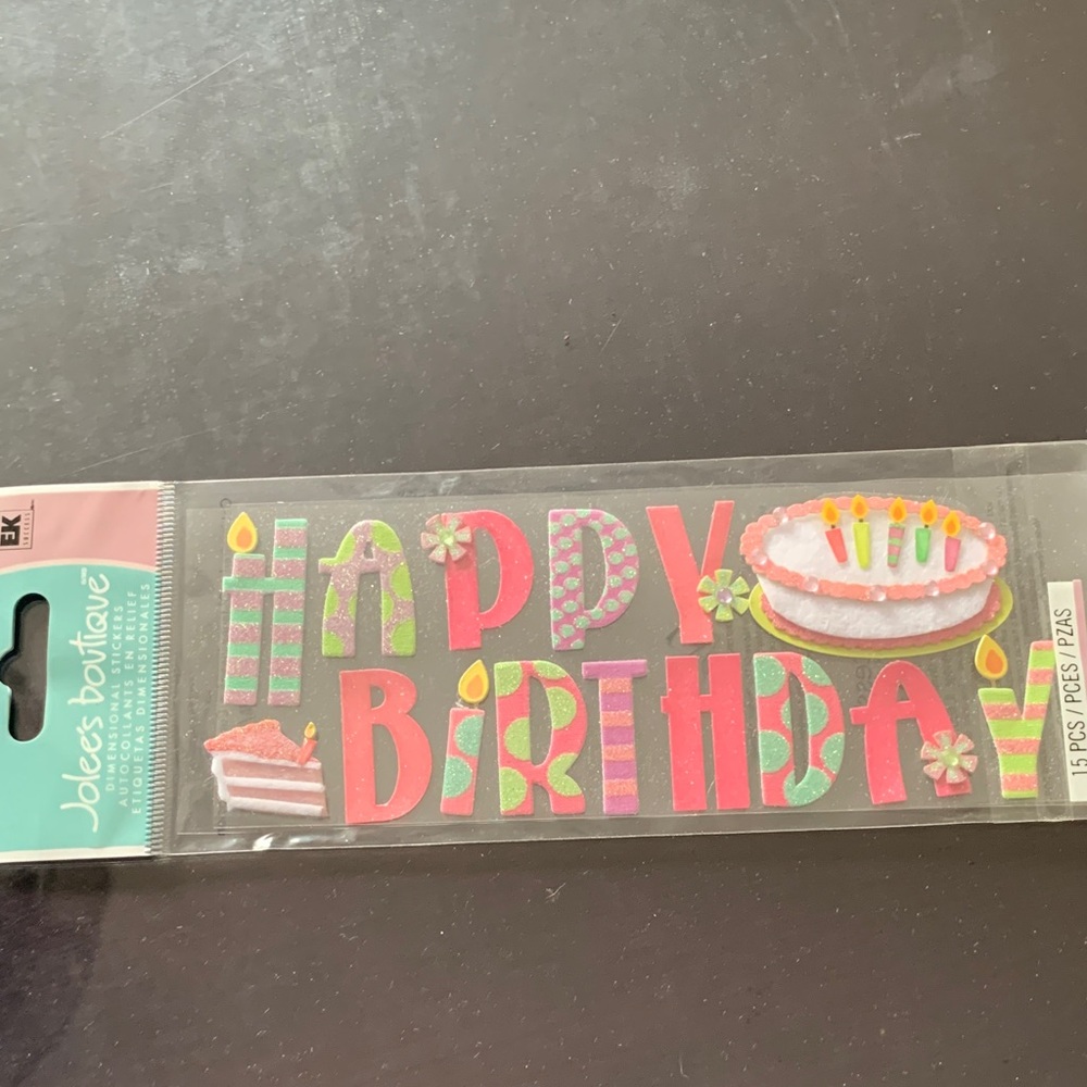 Happy Birthday Stickers - Pink and Green
